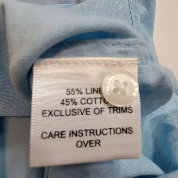 True Measure Tunic Shirt, Men L, Blue, Linen/Cotton Blend, Short Sleeve, EUC - Picture 7 of 13